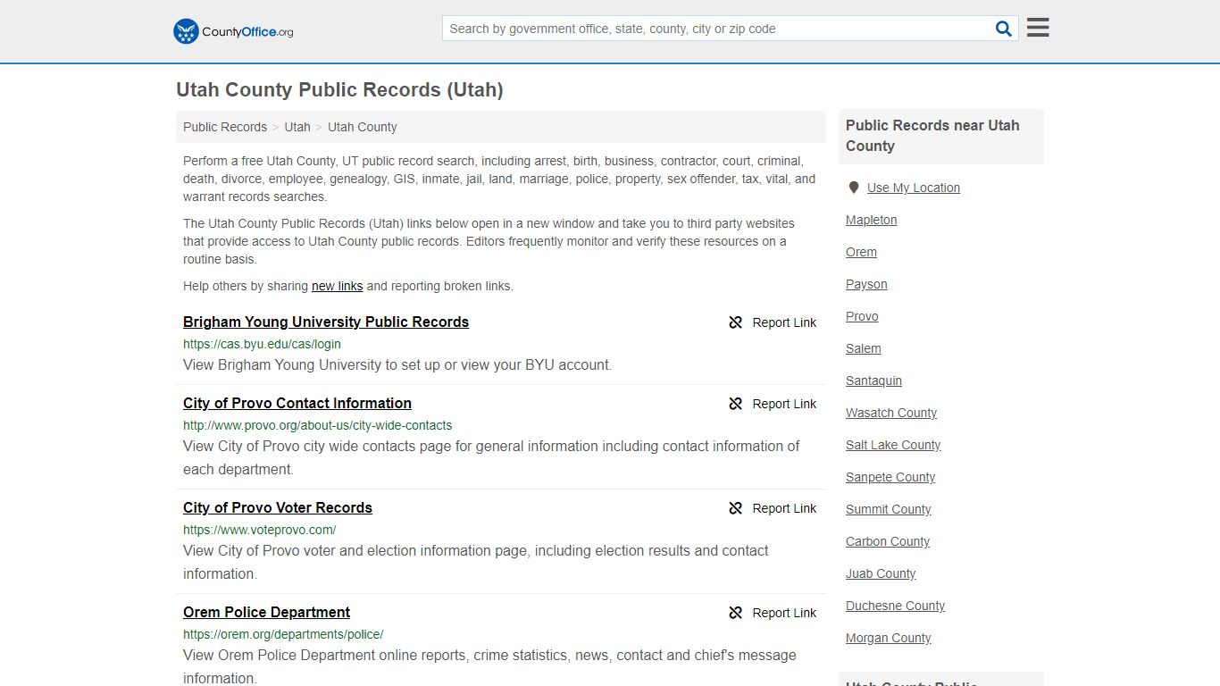 Public Records - Utah County, UT (Business, Criminal, GIS ...